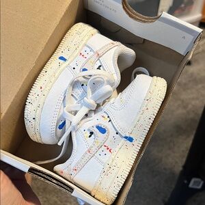 Nike Kids 4C White Sneakers with Colorful Splashes